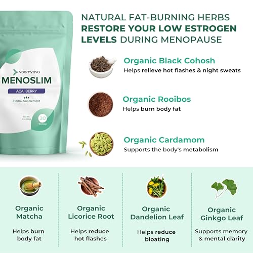 VoomVaya MenoSlim Tea - Natural Menopause Supplements, Perimenopause & Estrogen