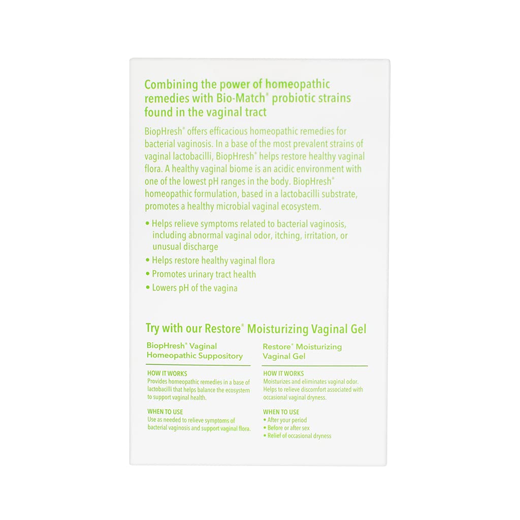 Good Clean Love BiopHresh Vaginal Homeopathic Suppository, Bacterial Vaginosis Treatment for Women