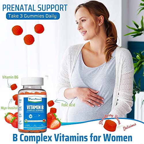 Power By Naturals B Complex Vitamins for Women - 60 Vegan Gummies for Prenatal Support, Energy Boost