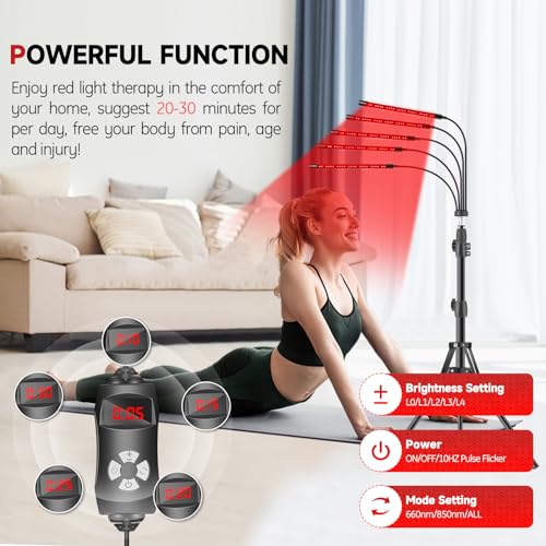 Red Light Therapy Lamp, 150 LEDs Infrared Light Therapy with Adjustable Stand - 660nm Redlight