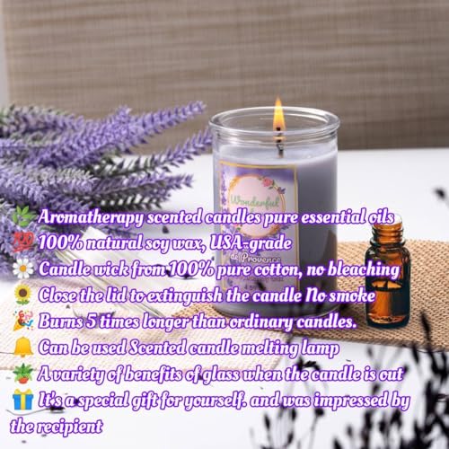 Wonderfulnature Lavender de Provence Pure Essential Oil Scented Candle, Aromatherapy
