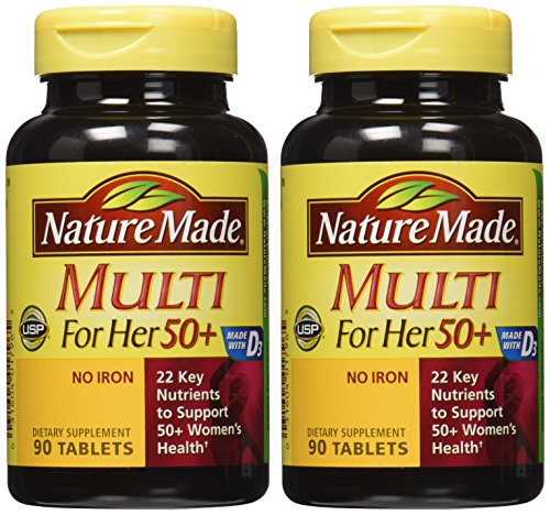 Nature Made Multi For Her 50+ Vitamin & Mineral Tabs, 90 ct (Pack of 2) Packaging May