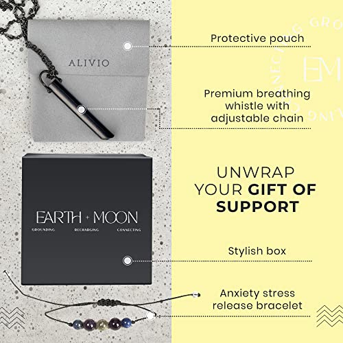 Mindful Breathing Necklace for Anxiety Stress Relief - Earth and Moon Stainless Steel Anxiety