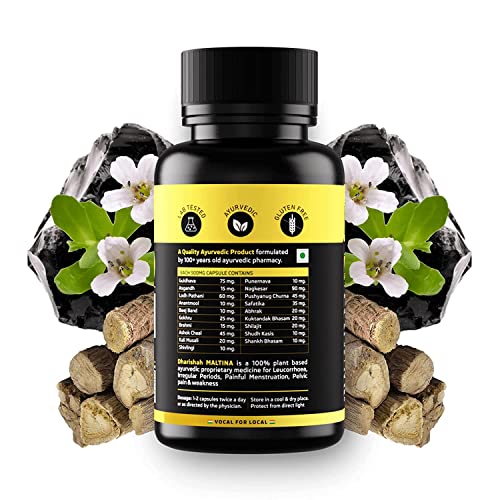 pexal Dharishah Ayurveda Maltina Capsules for Leucorrhoea or White Vaginal Discharge