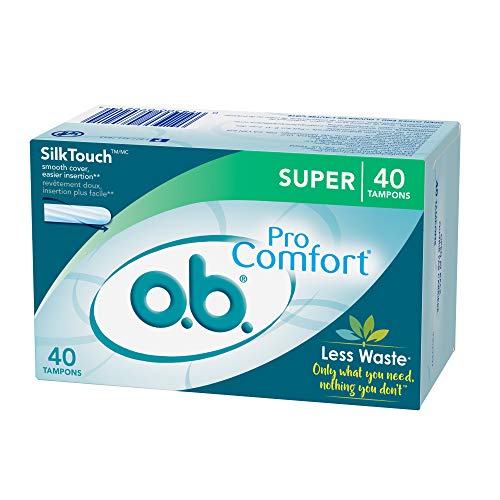o.b. Pro-Comfort Non-Applicator Tampons, Super Absorbancy, 40 Count (Pack of 1)