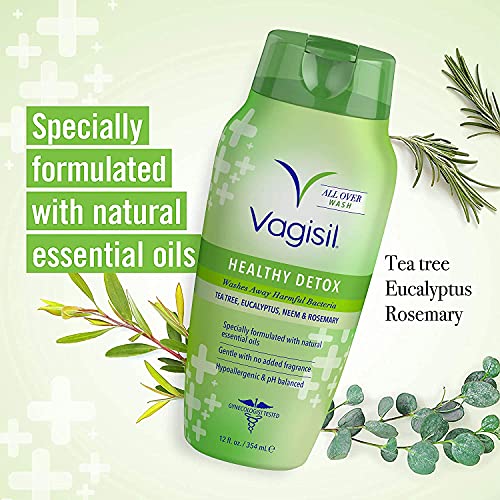 Vagisil Feminine Wash for Intimate Area Hygiene, Healthy Detox, All Over Body Wash for Women