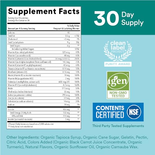 SmartyPants Prenatal Vitamins for Women, Multivitamin Gummies: Omega 3 Fish Oil