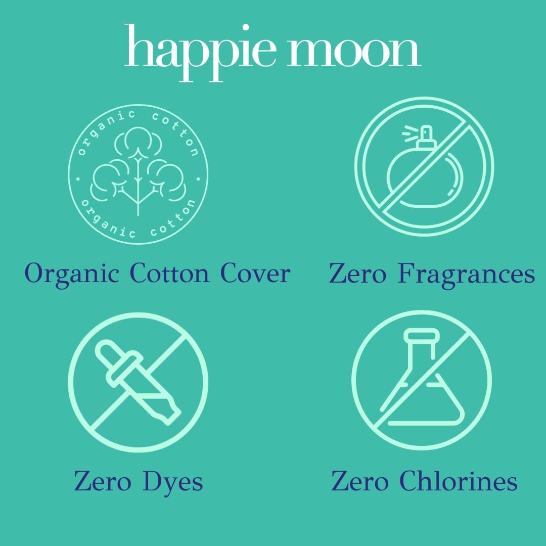 happie moon Tween and Teen Pads | Small Organic Cotton Cover Period Pads | Ultra Thin Cotton Pads