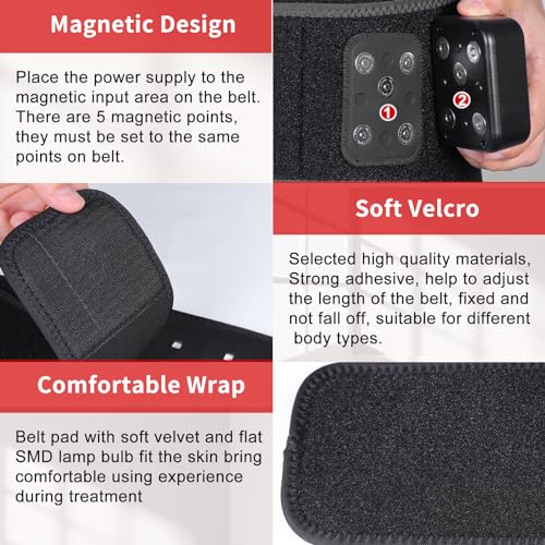 TUOYR Cordless Red Light Therapy Belt for Back Pain Relief with 10000mAH Power Bank