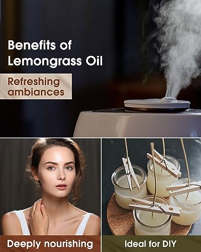 NATURE HUE Lemongrass Essential Oil - 10 mL (1/3 oz) - Pure, Natural, Therapeutic Grade