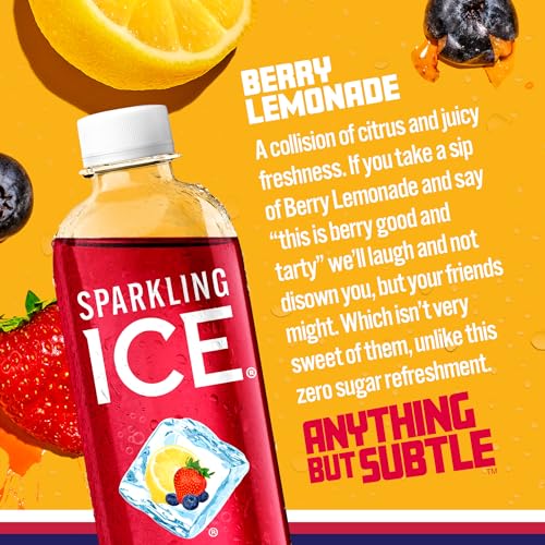 Sparkling Ice, Berry Lemonade Sparkling Water, Zero Sugar Flavored Water, with Vitamins