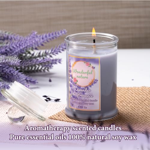 Wonderfulnature Lavender de Provence Pure Essential Oil Scented Candle, Aromatherapy