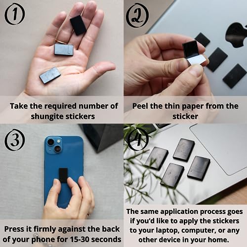 KarelianMasters Shungite Stone Stickers - Natural Stone Adhesive Plates for Phones (Set of 3 Plates)