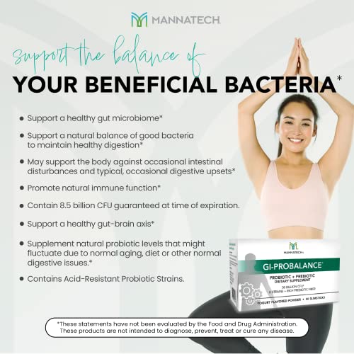 Mannatech Prebiotics and Probiotics, 30 Slimsticks, Yogurt Flavor, GI-ProBalance w/MannaBiotic Blend