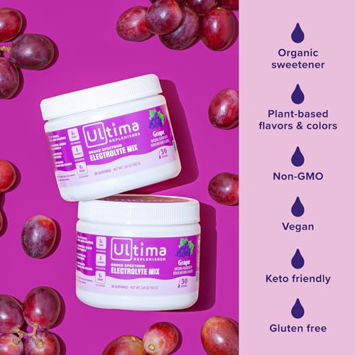 Ultima Replenisher Daily Electrolyte Drink Mix – Grape, 30 Servings – Hydration Powder
