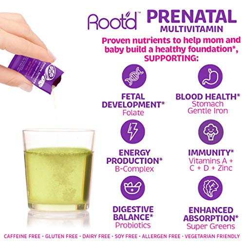 Rootd - Powder Prenatal Vitamin - Pregnancy Multivitamin with 25 Vitamins & Minerals A, C, D, E