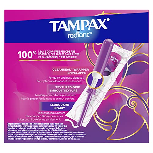 Tampax Radiant Tampons 42 R 2.7X 3/4/ 42ct, Pink and Blue