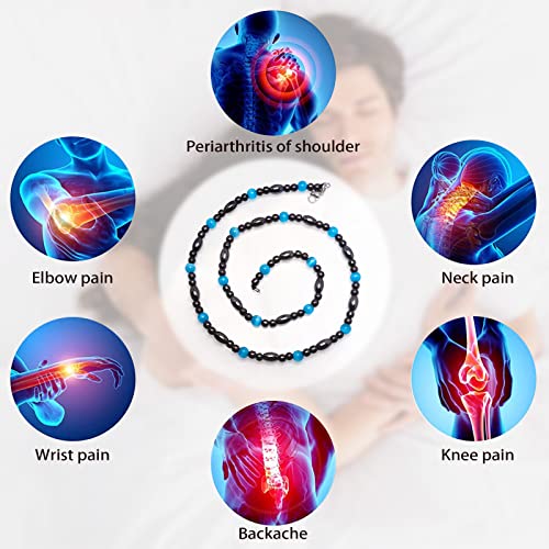 Magnetic Therapy Necklace Hematite Necklace Black Obsidian Aquamarine Magnetic Necklace