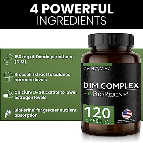 Zenavea Dim Supplement, Hormone Balance for Men with Dim & BioPerrine - Estrogen Blocker for Men