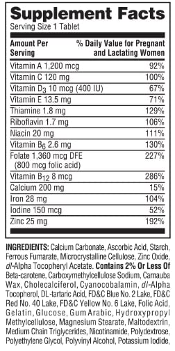 Spring Valley Multimineral Prenatal Multivitamin Tablets Dietary Supplement
