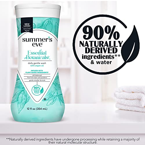 Summer's Eve Essential Botanicals Gentle Wash with Argan Oil, Removes Odor, pH balanced, 12 fl oz