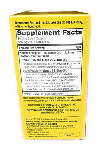 RENEW LIFE Ultimate Flora Vaginal Probiotic 50 Billion, 60 CT