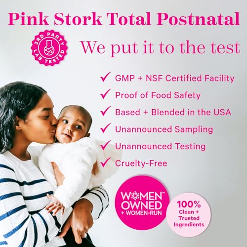 Pink Stork Total Postnatal Vitamins for Women with Vegan DHA, Iron, Folate, and Vitamin B12