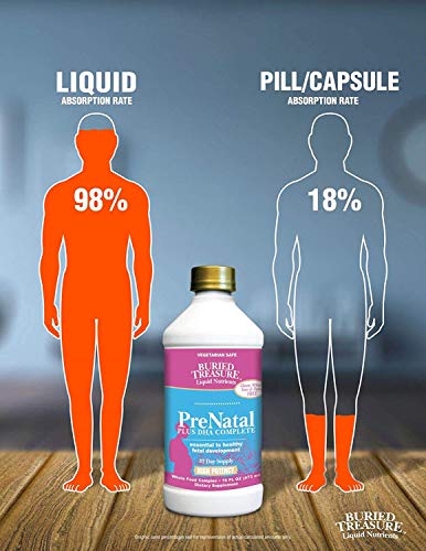Buried Treasure Prenatal Plus DHA Complete, 16 oz Orange Banana Flavor, High Potency Liquid