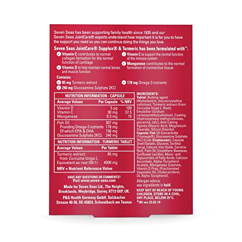 Seven Seas JointCare Supplex & Turmeric, With Glucosamine, Omega-3, Vitamins C and D