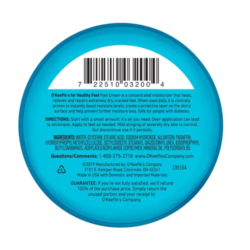 O'Keeffe's for Healthy Feet Foot Cream, Guaranteed Relief for Extremely Dry, Cracked Feet