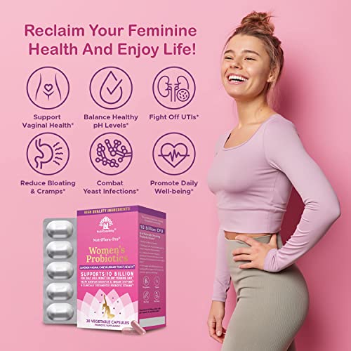 NutriCelebrity NutriFlora-Pro Probiotics for Women - Support Vaginal, Urinary Health (UTI)