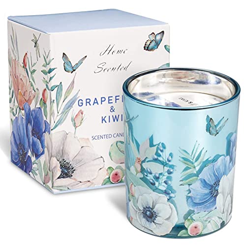 Grapefruit & Kiwi Scented Candles for Home Aromatherapy Candle Gifts for Women, Long Lasting Glass