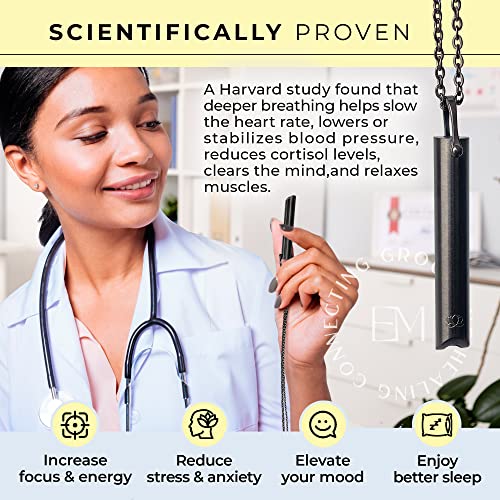 Mindful Breathing Necklace for Anxiety Stress Relief - Earth and Moon Stainless Steel Anxiety