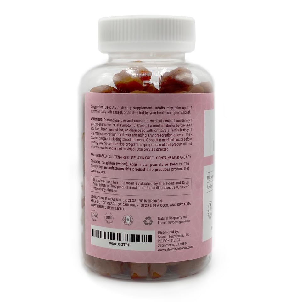 Salaam Nutritionals Halal Prenatal Gummy Multivitamins, Low Sugar, 800 mcg Folate, Methylcobalamin
