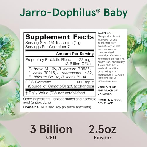Jarrow Formulas Baby’s Jarro-Dophilus + GOS Supplement - 3 Billion CFU Per Serving - Multi-Strain
