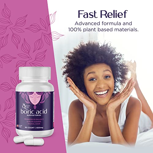 Queen Care - Boric Acid Suppositories, Boric Acid Suppositories for Feminine Care, Safe & All-Natural pH