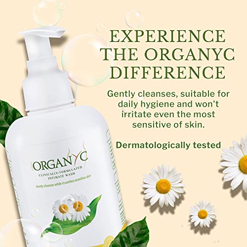 Organyc Feminine Intimate Wash for Sensitive Skin with Chamomile, Free from Chlorine, Parabens