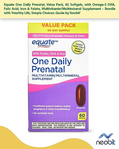 Equate One Daily Prenatal, Value Pack, 60 Softgels, with Omega-3 DHA, Folic Acid, Iron & Folate