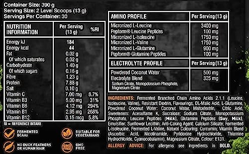 Grenade Defend BCAA Powder, Green Apple, 390 g (7 g BCAA's Per Serving - 30 Servings