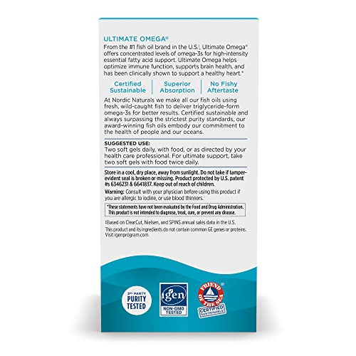 Nordic Naturals Ultimate Omega, Lemon Flavor - 120 Soft Gels - 1280 mg Omega-3