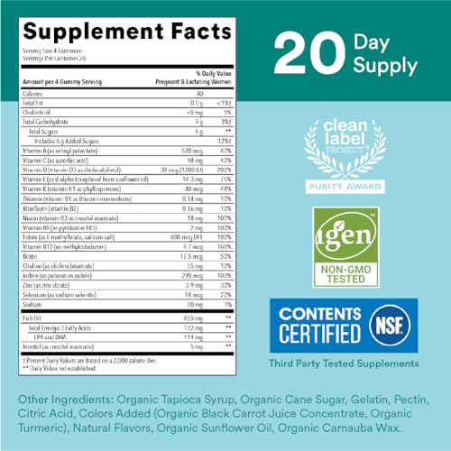 SmartyPants Prenatal Vitamins for Women, Multivitamin Gummies: Omega 3 Fish Oil (EPA/DHA)