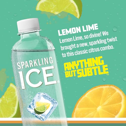 Sparkling Ice, Lemon Lime Sparkling Water, Zero Sugar Flavored Water, with Vitamins