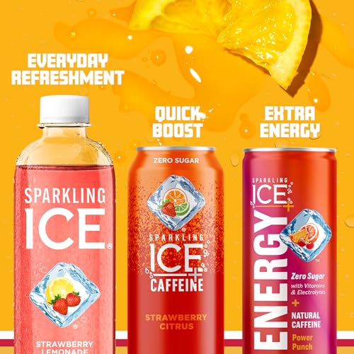 Sparkling Ice, Strawberry Lemonade Sparkling Water, Zero Sugar Flavored Water