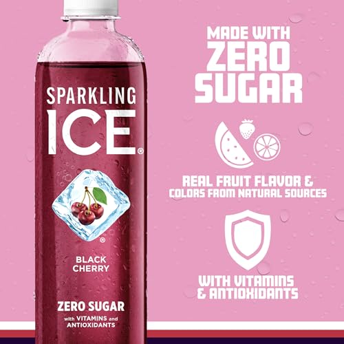 Sparkling Ice, Black Cherry Sparkling Water, Zero Sugar Flavored Water, with Vitamins