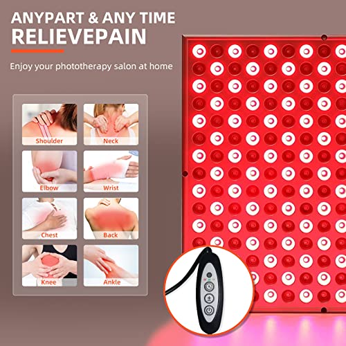 TherapSky Red Light Therapy Device 45W LED Red Infrared Light Therapy Lamp w/Remote Control and Timer