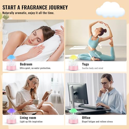 Rain Cloud Humidifier Water Drip with 5 Essential Oils, Cloud Diffuser with 7 Changing Colors Night Lights