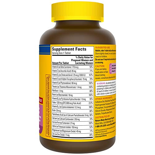Nature Made Prenatal Multi, 250 Tablets, Folic Acid + 17 Prenatal Vitamins & Minerals