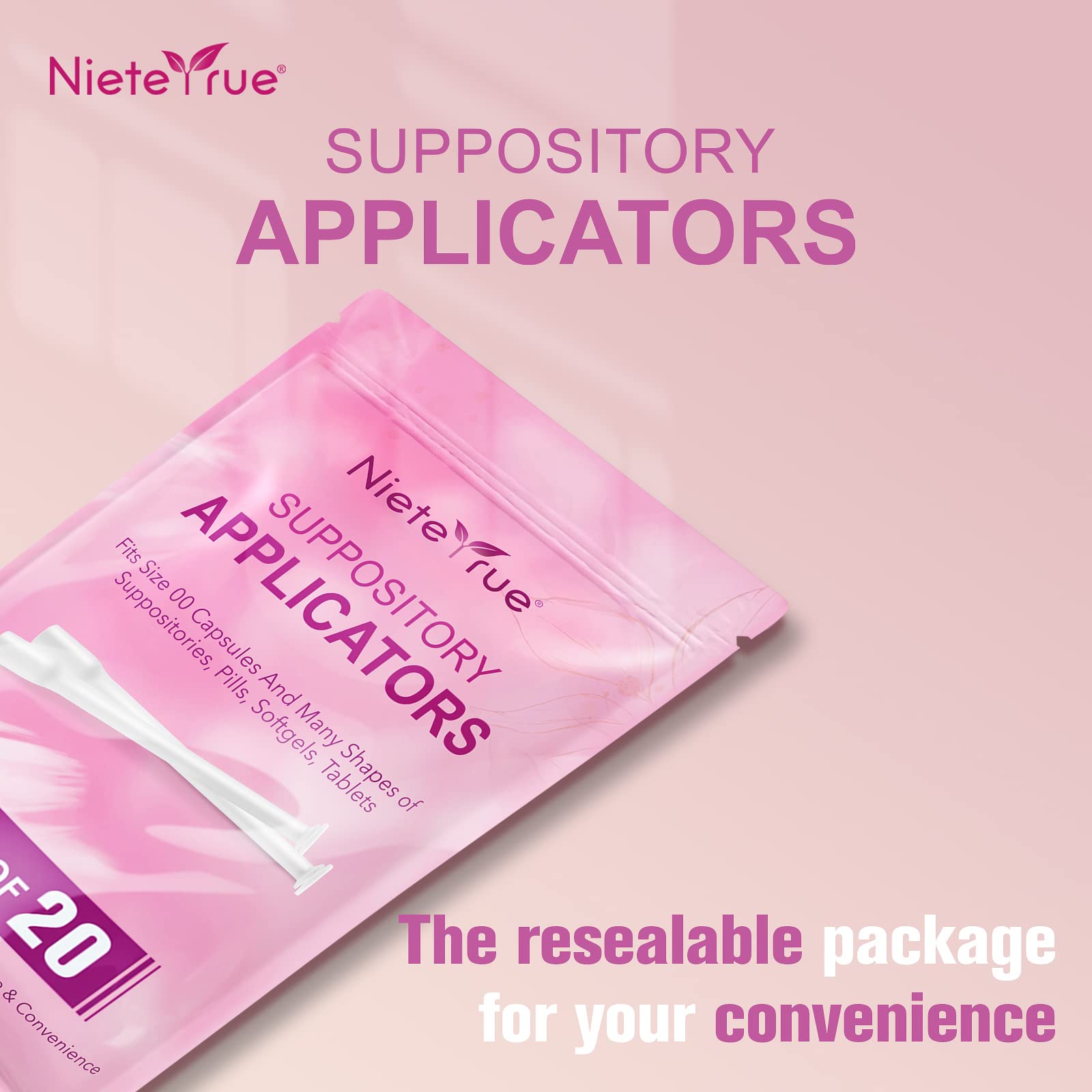 Nieteyrue (40 Packs) Disposable Vaginial Applicators Individually Wrapped Hygienic Fit