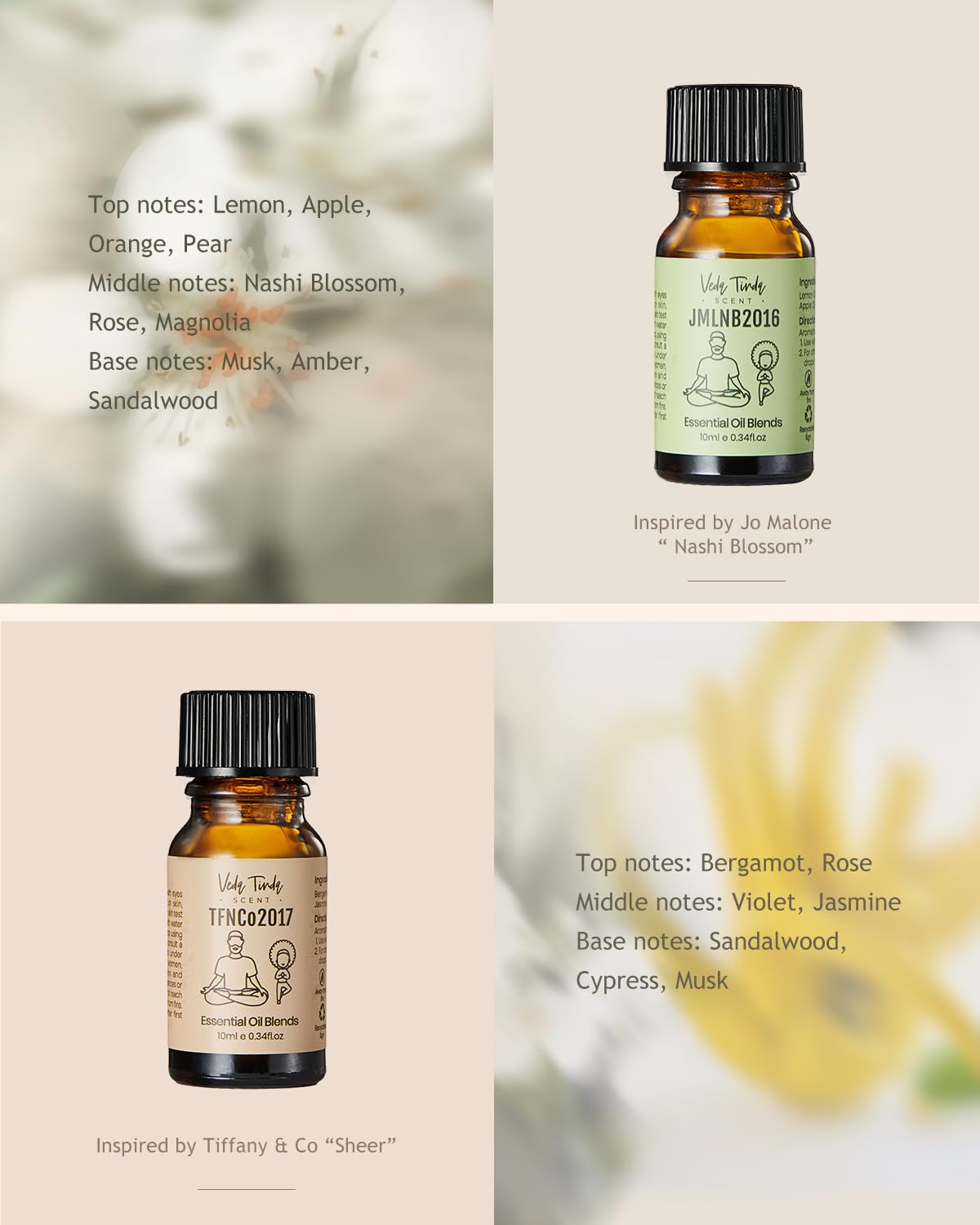 VTS Waterless Diffuser with Classic Perfume Scent Essential Oils Set, Perfume Collection