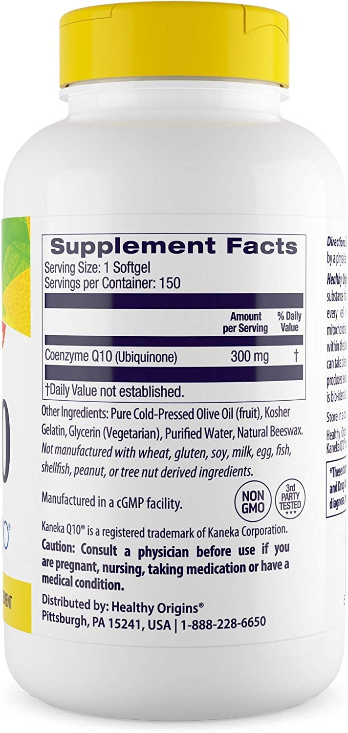 Healthy Origins CoQ10 (Kaneka Q10), 300 mg - Heart Health & Energy Supplement